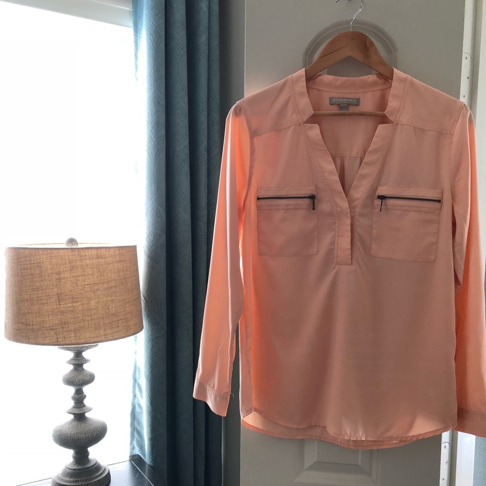 Banana Republic | Peach Zip-up Blouse | S